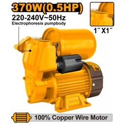 BOMBA PERIFERICA 0.5HP 370W CON PRESOSTATO Y TANQUE 2L ALTURA 32M CAUDAL 35L/MIN 220V INGCO VPA3708