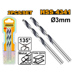 SET 2PCS MECHAS HSS 4341 3MM 135 INGCO DBT1200034