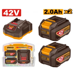 SET X2 BATERIAS 2.0AH + 1 CARGADOR 42V P42M INGCO FBCPM20221