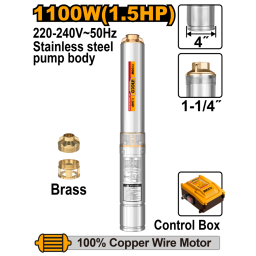 BOMBA SUMERGIBLE TUBO 1100W 1.5HP POZO SEMISURGENTE INGCO DWP1100621
