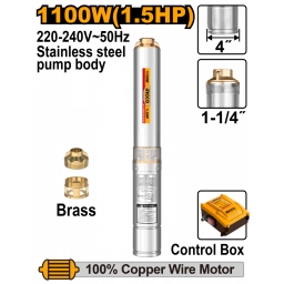 BOMBA SUMERGIBLE TUBO 1100W 1.5HP POZO SEMISURGENTE INGCO DWP1100621