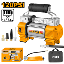 COMPRESOR AUTO 12 VOLT 18AMP USO RUDO INGCO AAC2508 120PSI (10BAR)