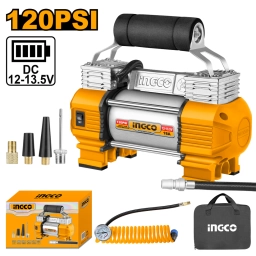 COMPRESOR AUTO 12 VOLT 18AMP USO RUDO INGCO AAC2508 120PSI (10BAR)