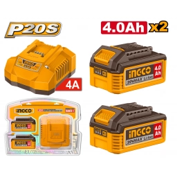SET X2 BATERIAS 20V 4.0AH + 1 CARGADOR INGCO FBCPK2013