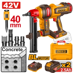 CLAVADORA P/CONCRETO A BATERIA 42V 40MM BRUSHLESS C/ 2 BAT 2.5AH + CARGADOR + ACCESORIOS + VALIJA INGCO CCNLI420602