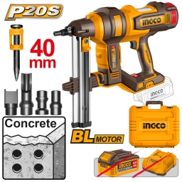 CLAVADORA P/CONCRETO A BATERIA 20V 40MM BRUSHLESS S/BAT S/CARGADOR CON ACCESORIOS + VALIJA INGCO CCNLI9005