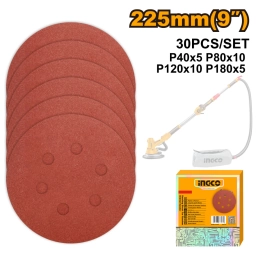 SET X 30 LIJAS 9" 225MM PARA LIJADORA ORBITAL INGCO AKRS225030