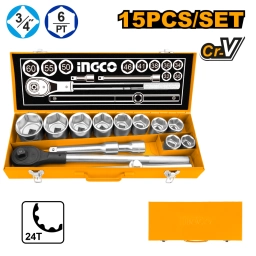 JUEGO DE DADOS 15PCS 34 INGCO HKTS034151