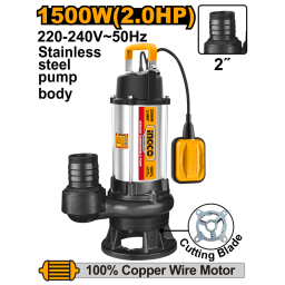 BOMBA POZO NEGRO CON TRITURADOR 1500W 2HP 14.5MT 2" 21M3/H INGCO SPDB150068 