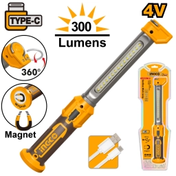 LAMPARA TRABAJO TALLER RECARGABLE 300 LUMENS INGCO HWLI043006