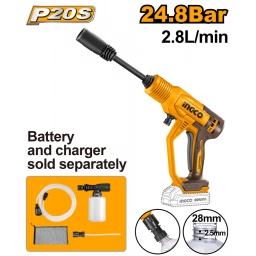HIDROLAVADORA A BATERÍA P20S 20V 24.8BAR 2.8L/MIN S/BAT S/CARG INGCO CPWLI2036
