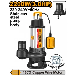 BOMBA POZO NEGRO CON TRITURADOR 2200W 3HP 13MT 3" 38M3/H INGCO SPDB220068