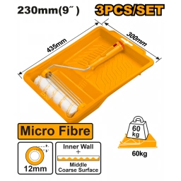 SET RODILLO MICROFIBRA CON BANDEJA 3 EN 1 PARED INTERIOR INGCO HKTCB030912