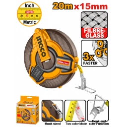 CINTA METRICA AGRIMENSOR 20MT X 15MM CON GANCHO Y MANIJA DE GOMA INGCO HFMT1820