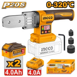 TERMOFUSORA A BATERIA P20S 20V 320�C CON 2 BAT 4.0AH + CARGADOR + ACCESORIOS INGCO PTWTLI20182