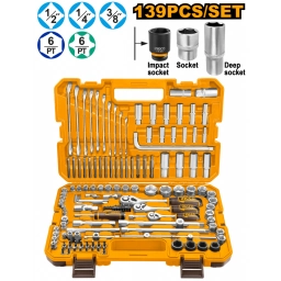 SET X139 HERRAMIENTAS COMBINADAS C/DADOS, LLAVES, PUNTAS Y ACCESORIOS EN VALIJA PLASTICA INGCO HKTHP21391