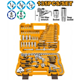 SET X135 HERRAMIENTAS COMBINADAS C/DADOS, LLAVES, PUNTAS Y ACCESORIOS EN VALIJA PLASTICA INGCO HKTHP21351