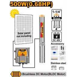 BOMBA SOLAR POZO SEMISURGENTE 500W (0.68HP) 48V ALTURA 78M CAUDAL 4M3/H S/PANEL SOLAR INGCO DWPDC50061
