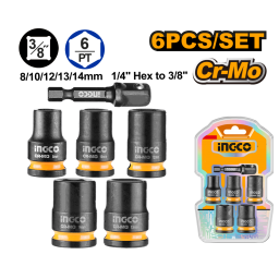 SET X6 DADOS DE IMPACTO 38 CR-MO (8-10-12-13-14MM + ADAPTADOR) INGCO HKISSD38061