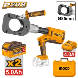 CORTADOR DE CABLE HIDRAULICO A BATERIA 20V 85MM 60KN C/2 BAT 5.0AH + CARGADOR + VALIJA INGCO CRCLI2005