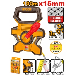 CINTA METRICA AGRIMENSOR FIBRA DE VIDRIO 100M X 15MM INGCO HFMT18100
