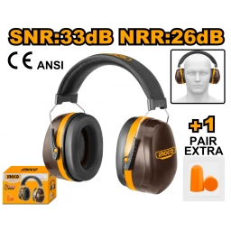 OREJERA PROTECTOR INDUSTRIAL 33DB + TAPONES ADICIONALES INGCO HEM3328