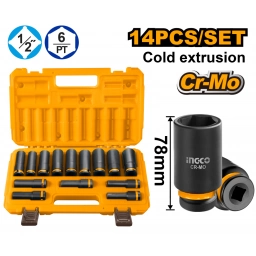 SET X14 DADOS DE IMPACTO 12 CR-MO EN VALIJA INGCO HKISSD12143L