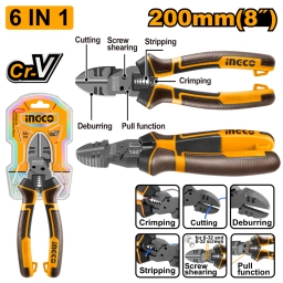 PINZA ALICATE UNIVERSAL 8" 200MM CR-V MULTIFUNCION 6 EN 1 INGCO HMFDCP28200