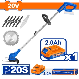 DESMALEZADORA A BATERIA 20V P20S + BAT 2.0AH + CARGADOR + ACCESORIOS WADFOW WGTP5116