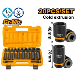 SET X20 DADOS DE IMPACTO 12 CR-MO EN VALIJA INGCO HKISSD12203L