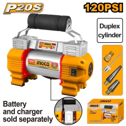 COMPRESOR DE AIRE A BATERIA 120PSI 8.27 BAR 20V P20S  + ACCESORIOS, SIN CARGADOR Y SIN BATERIA INGCO CACLI2026