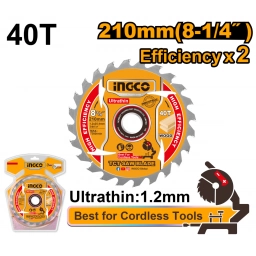 DISCO SIERRA INGLETADORA 8-1/4"  PARA MADERA 40 DIENTES INGCO TSB2103