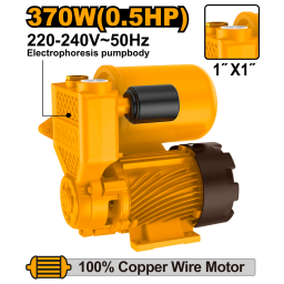 BOMBA PERIFERICA AUTOCEBANTE 0.5HP 370W C/TANQUE 2L PRESION 32M CAUDAL 35L/MIN MOTOR COBRE 220V INGCO VPA37068