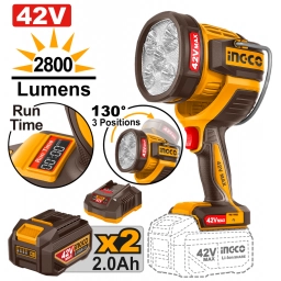 LINTERNA A BATERIA 42V 50W 2800 LUMENS + 2 BAT 2.0AH + CARGADOR INGCO CWLI42896
