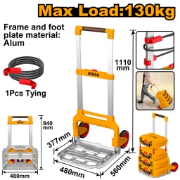 CARRO DE CARGA PLEGABLE P/ VALIJAS PLASTICAS INGCO APILABLE 130KG INGCO HHWB61201