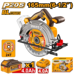 SIERRA CIRCULAR A BATERIA 20V 165MM BRUSHLESS MOTOR + BATERIA 4.0AH + CARGADOR + DISCO