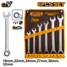 SET X6 LLAVES CRIQUE COMBINADAS  19�32MM CR-V INGCO HKSPAR1061
