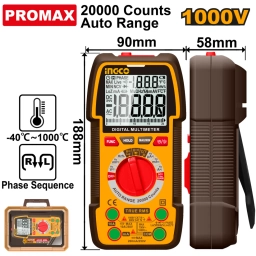 TESTER MULTIMETRO DIGITAL 1000V DC/AC INGCO DM410003