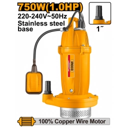 BOMBA SUMERGIBLE METALICA 750W 1.0HP 32M 120L/MIN INGCO SPC75068 