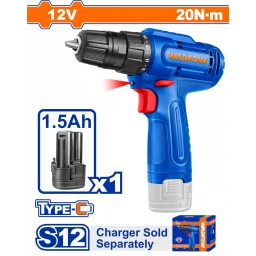 TALADRO ATORNILLADOR A BATERIA 12V 20NM + BAT 1.5AH WADFOW WCDS518