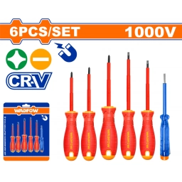 SET X6 DESTORNILLADORES AISLADOS 1000V PALETA/PHILLIPS MANGO ERGONOMICO WADFOW WSS7406