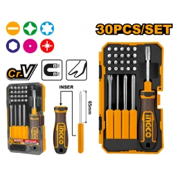 JUEGO DE 30PCS DESTORNILLADORES PUNTAS INTERCAMBIABLES INGCO AKISD3001