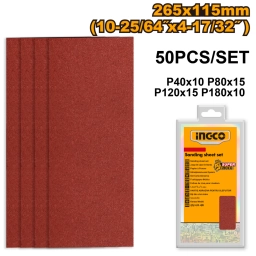 SET 50 LIJAS PARA LIJADORA ORBITAL 264X115MM INGCO AKFS2641151