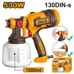 EQUIPO PISTOLA DE PINTAR ELECTRICA 530W TACHO PLASTICO 1000ML INGCO SPG4506