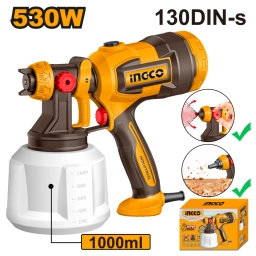 EQUIPO PISTOLA DE PINTAR ELECTRICA 530W TACHO PLASTICO 1000ML INGCO SPG4506