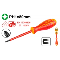DESTORNILLADOR PHILLIPS AISLADO 1000V PH1 X 80MM Cr-V INGCO HISD81PH180
