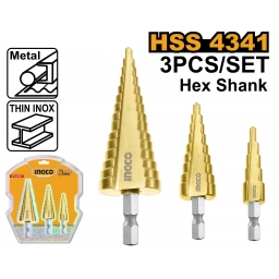 SET X3 MECHAS CONICAS HSS4341 INGCO AKSDS80402