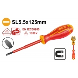DESTORNILLADOR PALETA AISLADO 1000V SL5.5�125MM Cr-V INGCO HISD815125
