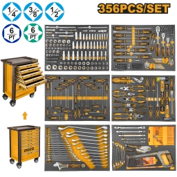 SET DE 356 HERRAMIENTAS + GABINETE METALICO CON 7 CAJONES INGCO HTCS273561