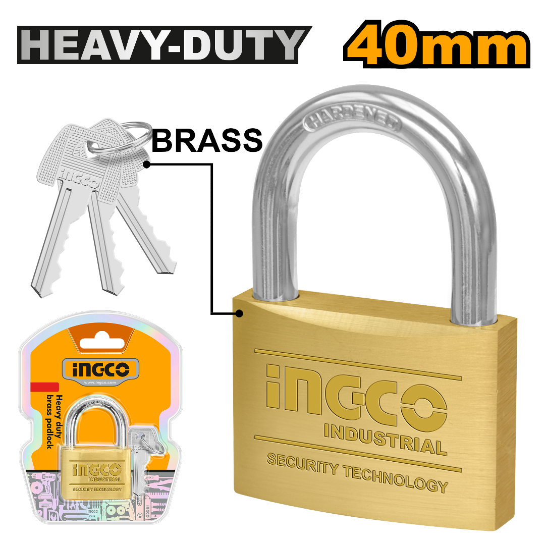 CANDADO BRONCE 40MM INGCO 3 LLAVES DBPL0402